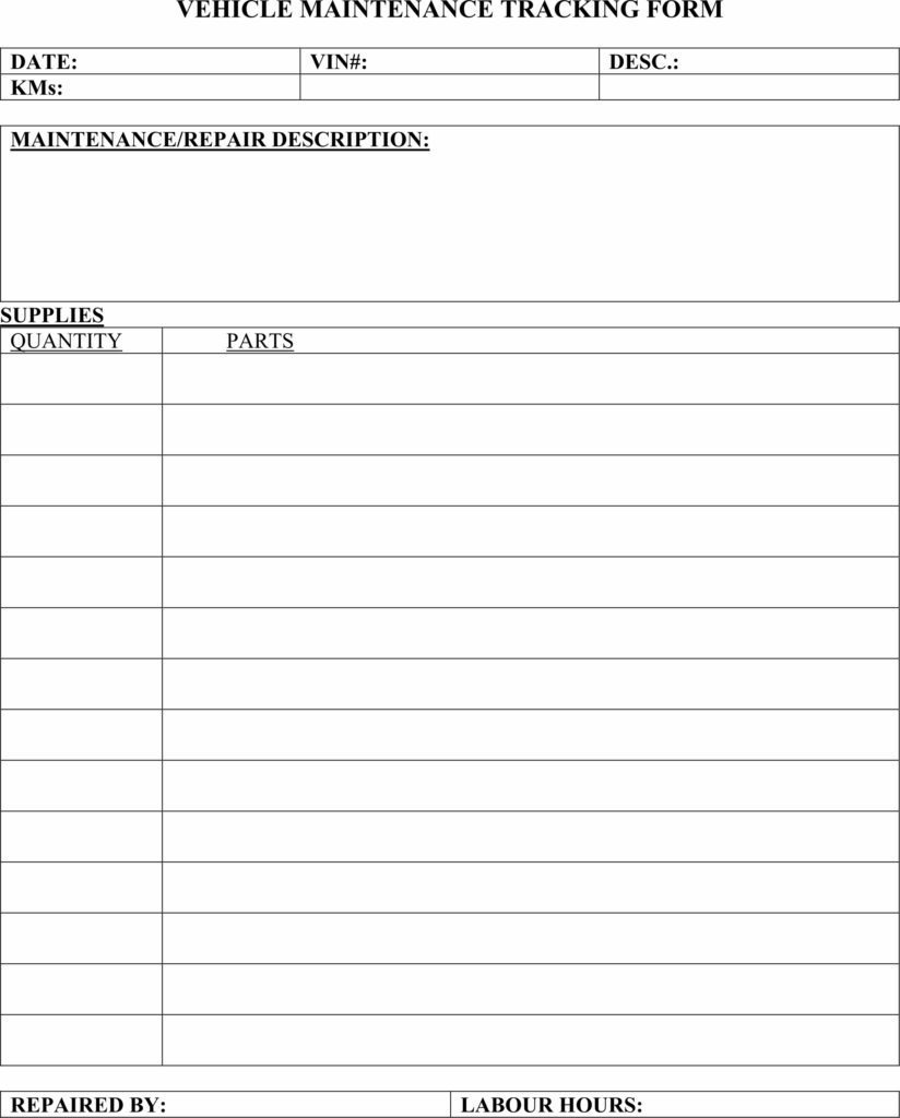 37D – Vehicle Maintenance Tracking Form – Young Forestry Services